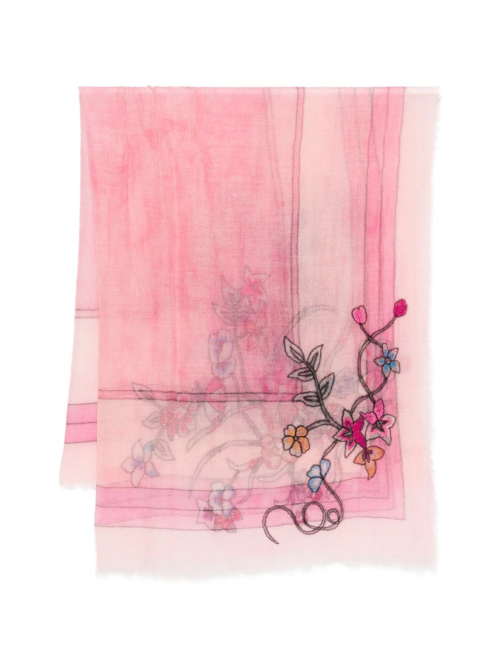 FALIERO SARTI Foulard Chanty rosa con decorazione floreale 