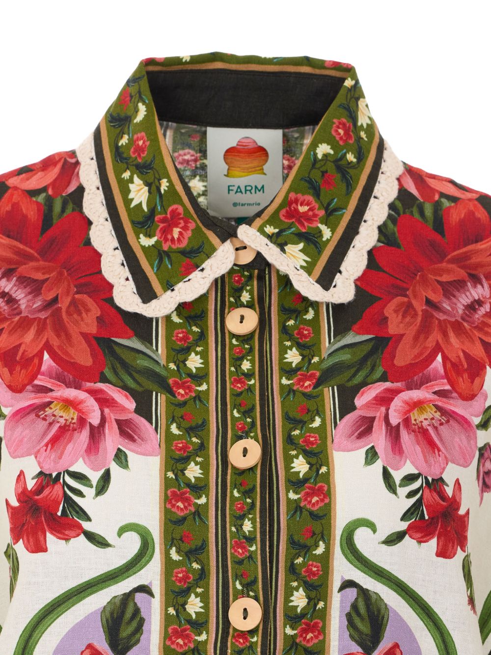 FARM RIO Camicia con stampa floreale in lino multicolore 