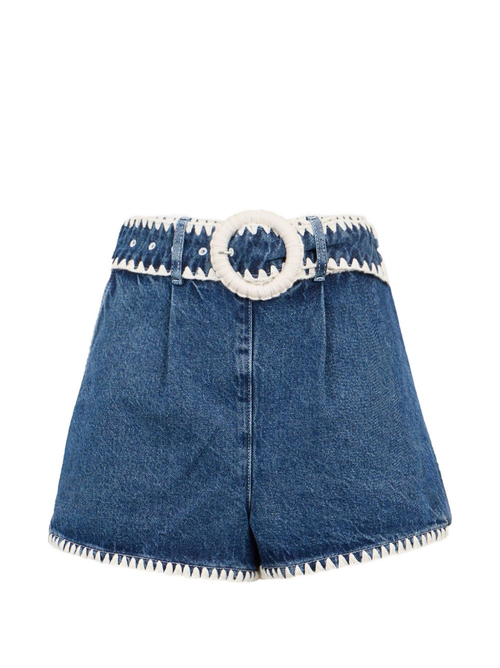 FARM RIO Shorts in cotone denim blu con dettagli crochet 