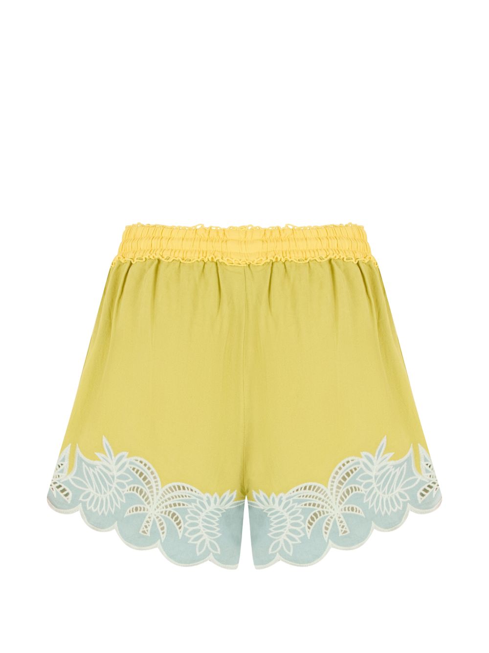 FARM RIO Shorts gialli con ricami e stampe tropicali 