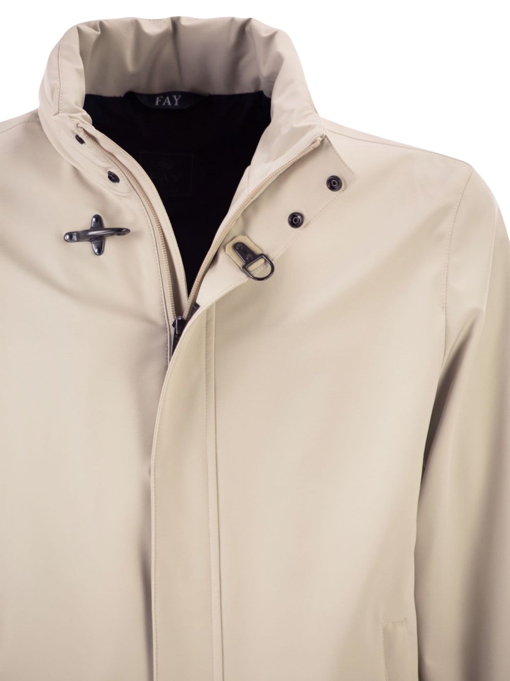 FAY Giacca in cotone color crema con colletto alto 