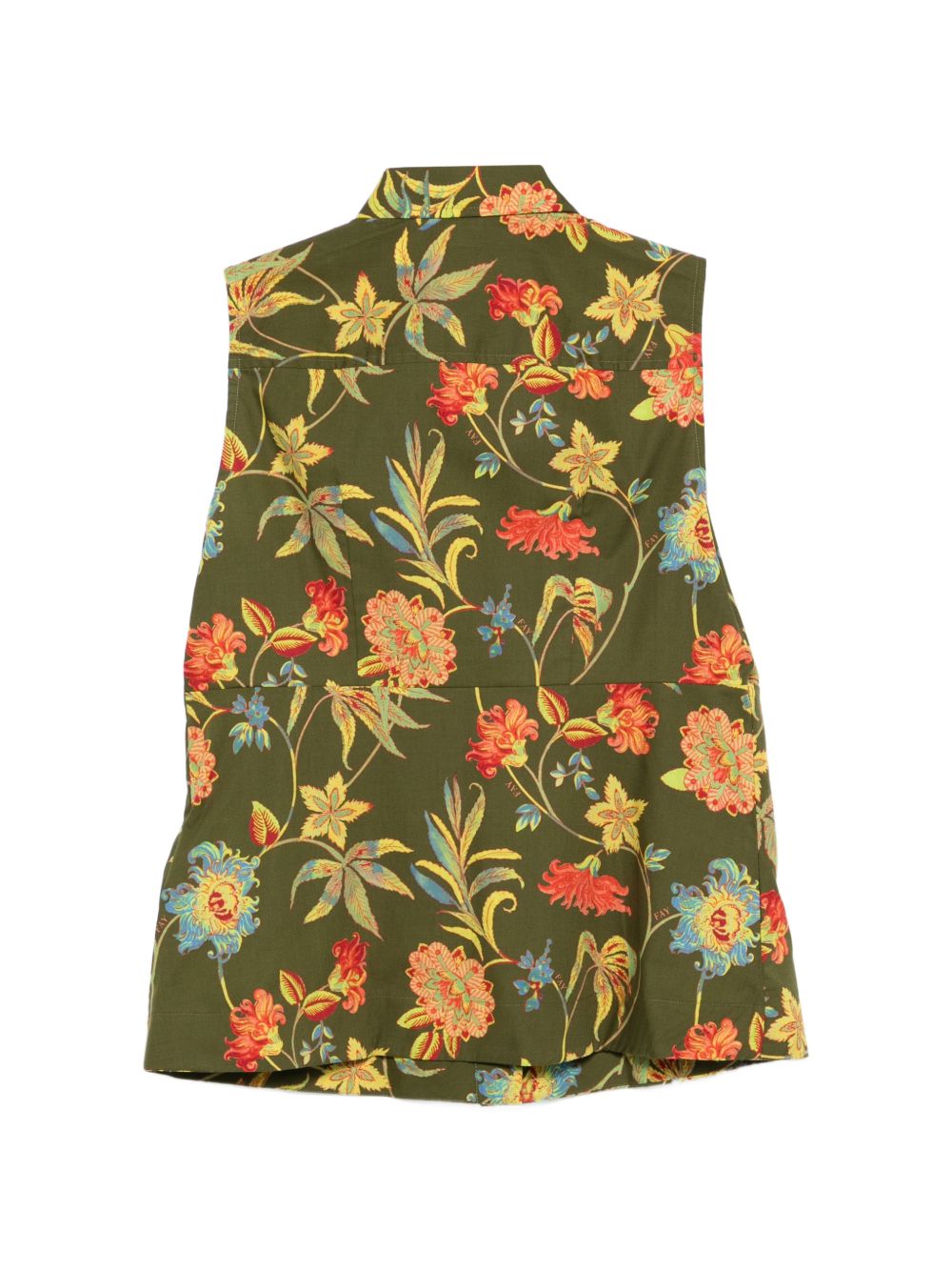FAY Camicia in cotone smanicata con fantasia floreale 