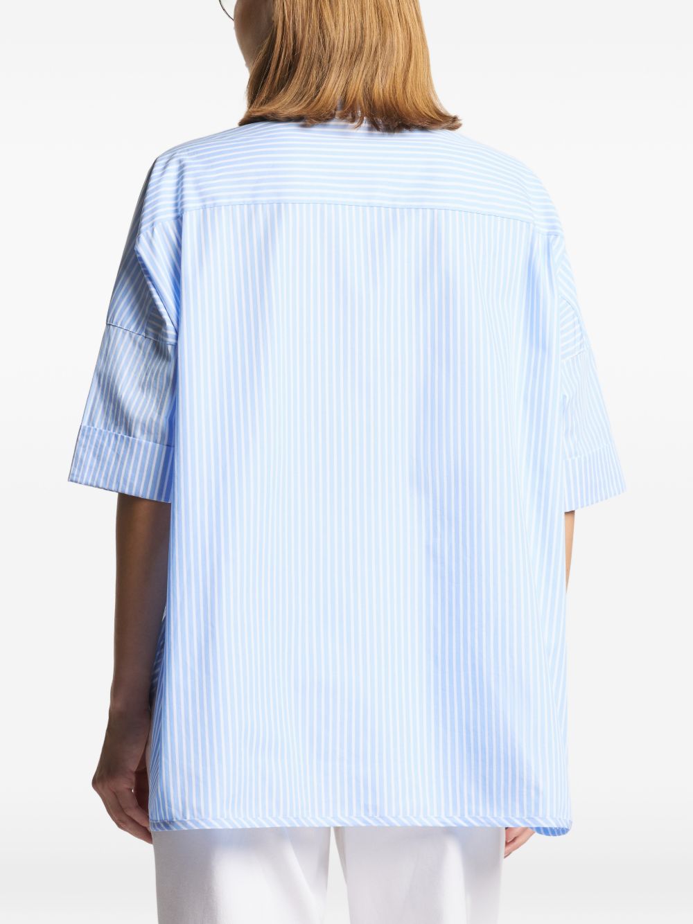FAY Camicia in cotone elasticizzato a righe azzurre 