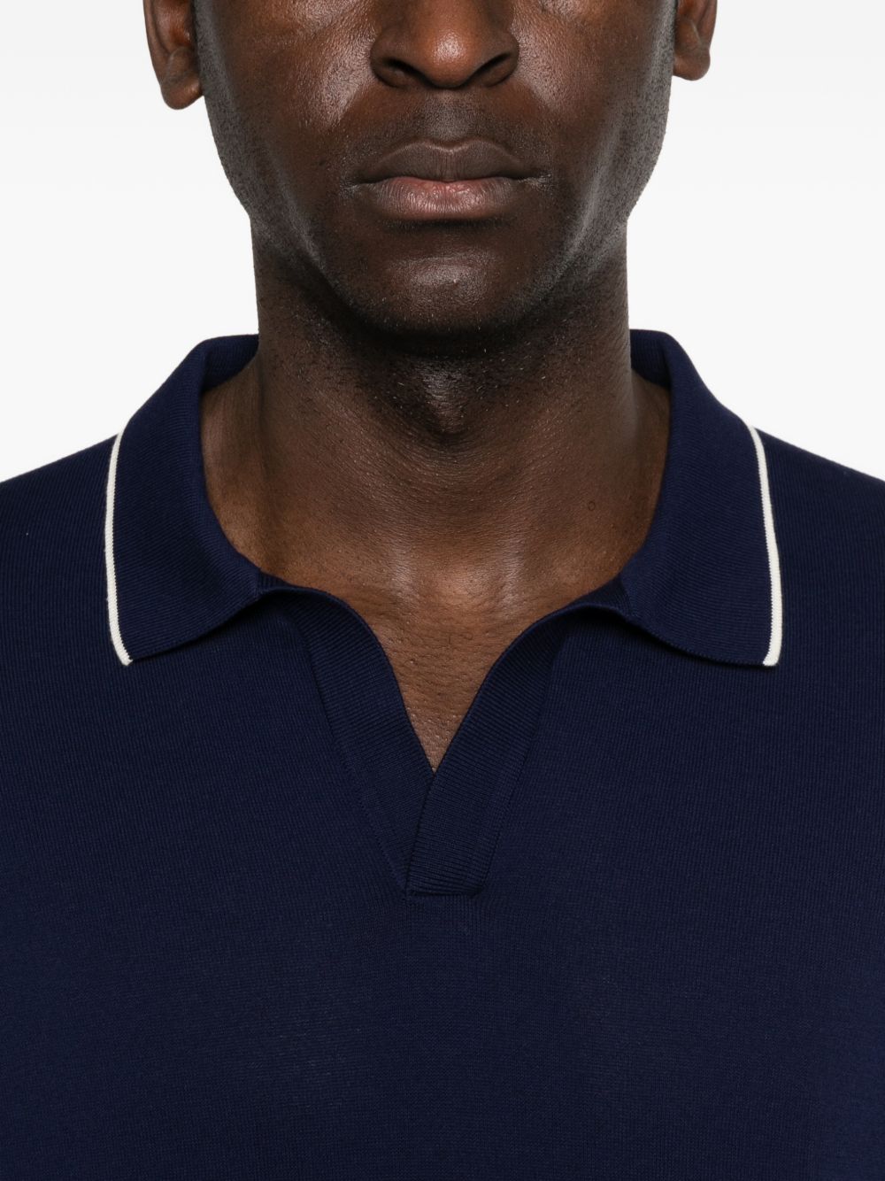 FAY Polo blu navy con profili a contrasto 