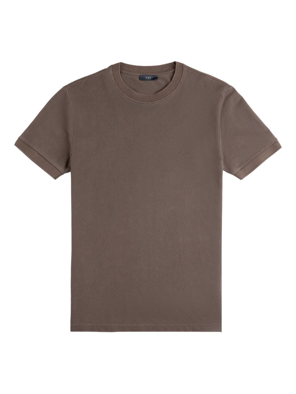 FAY T-shirt in cotone marrone girocollo 
