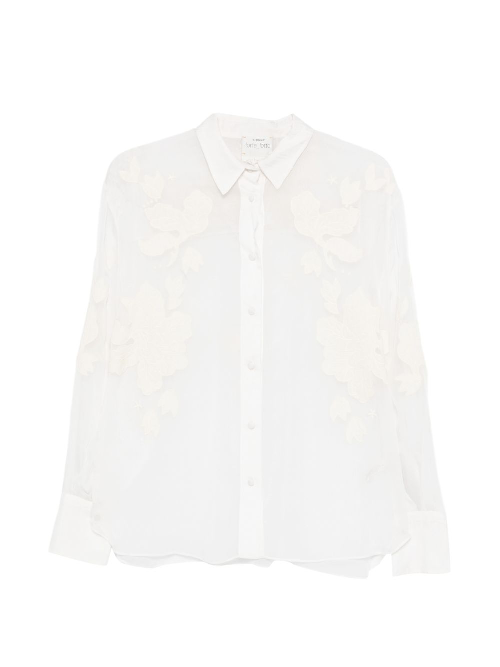 FORTE FORTE Camicia semitrasparente avorio con decorazioni floreali 