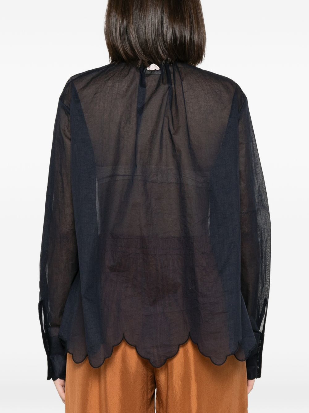 FORTE FORTE Camicia blu My Shirt con ricami floreali e perline 