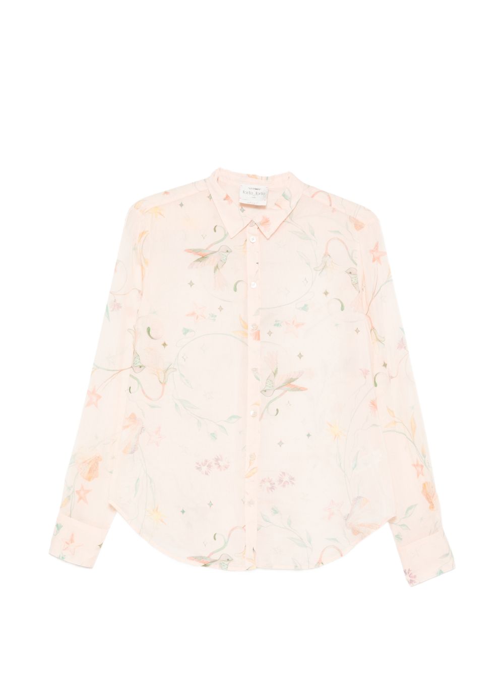 FORTE FORTE Camicia a maniche lunghe rosa con fantasia floreale 