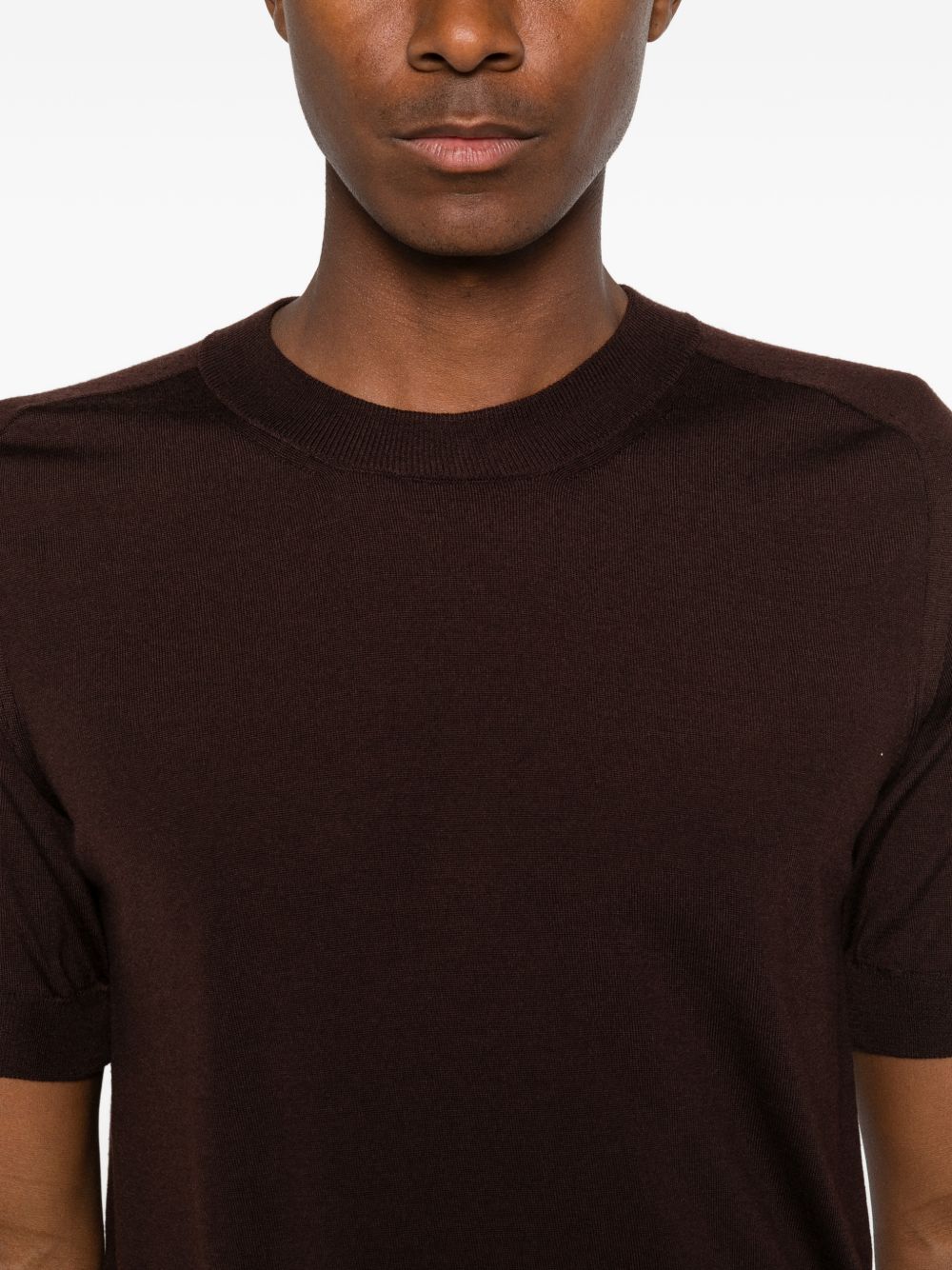 FUMAGALLI T-shirt in maglia Mono in lana merino marrone 