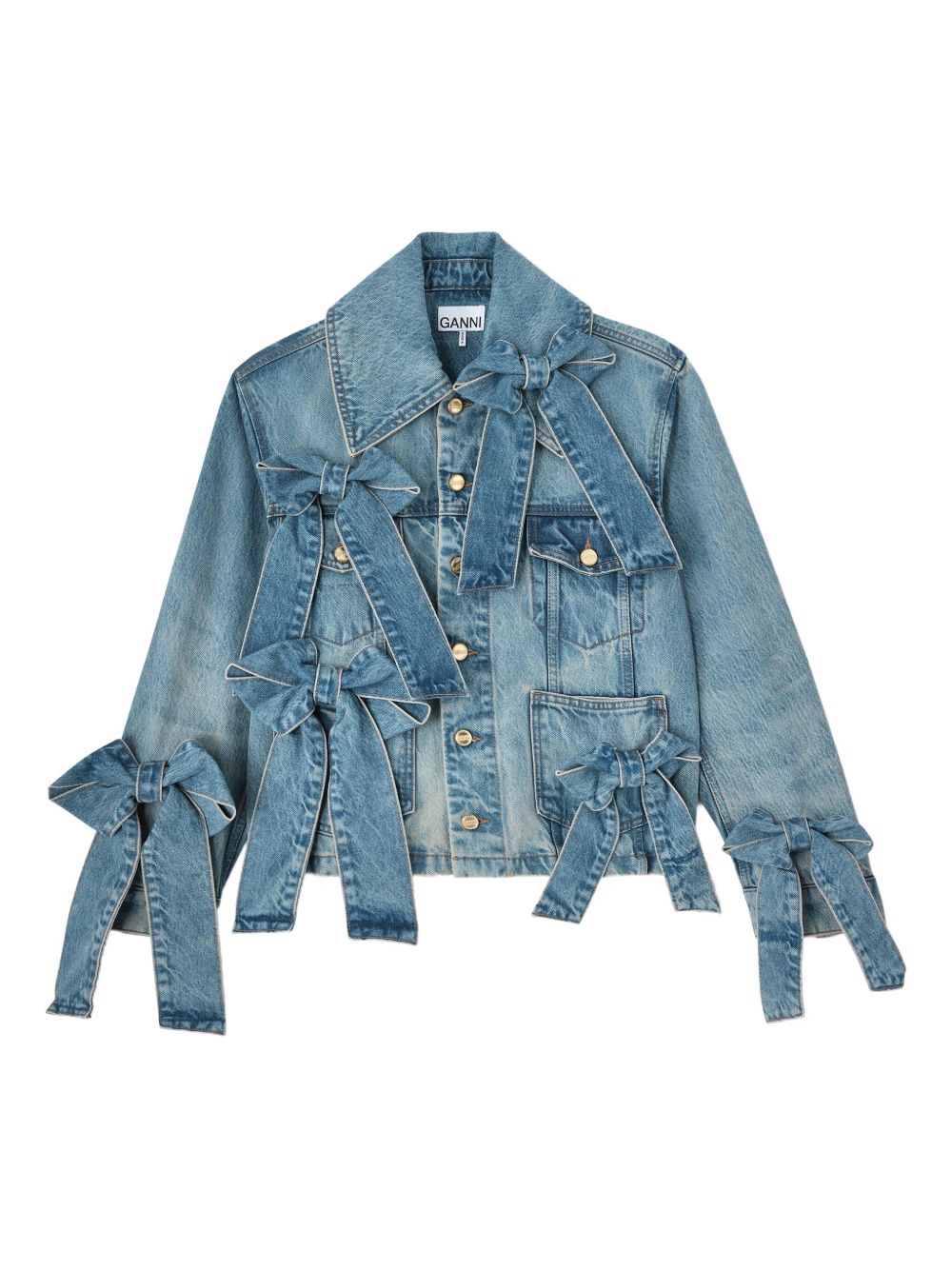 GANNI Giacca in jeans con fiocchi 