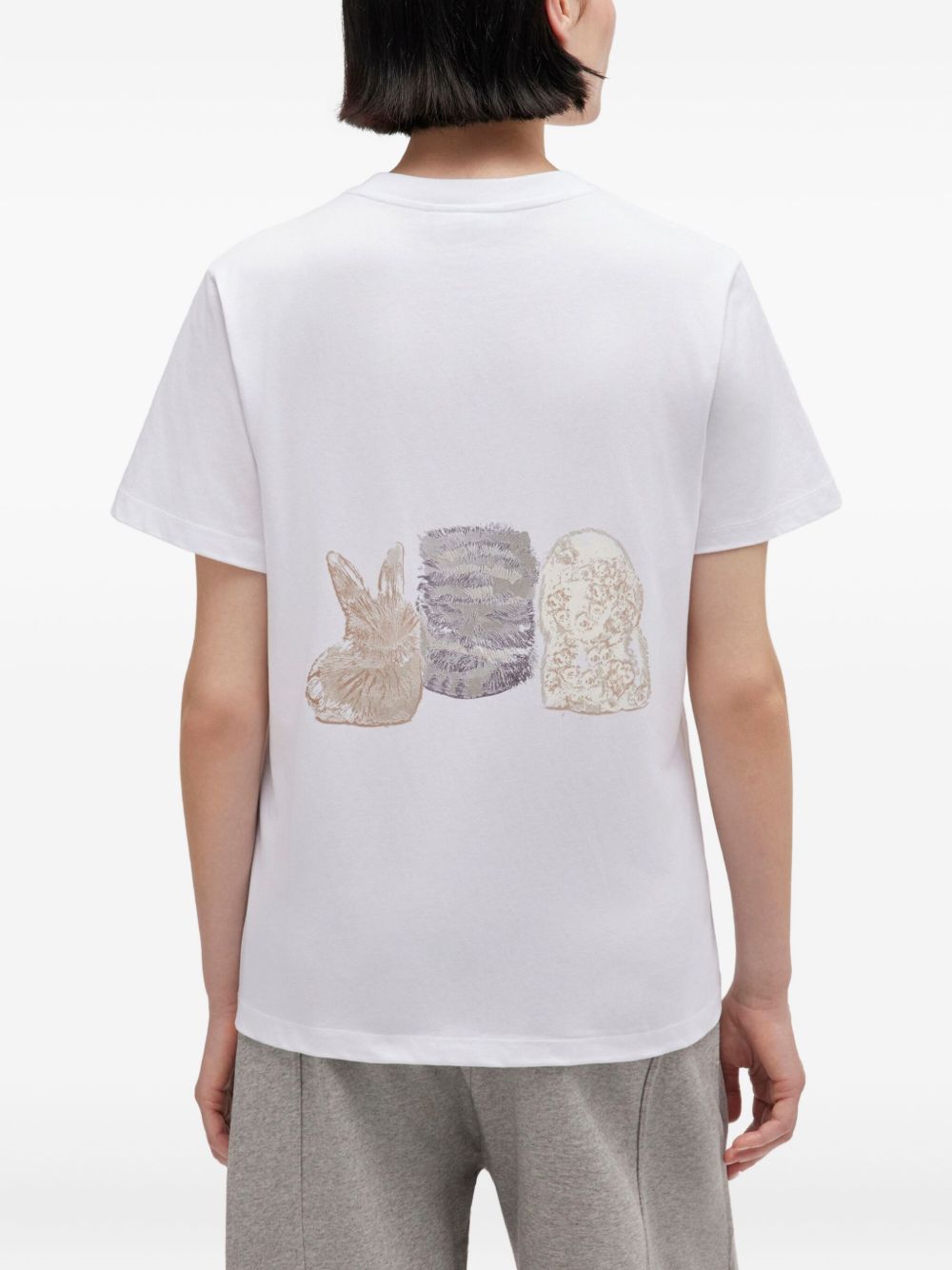 GANNI T-shirt in cotone con stampa animali 