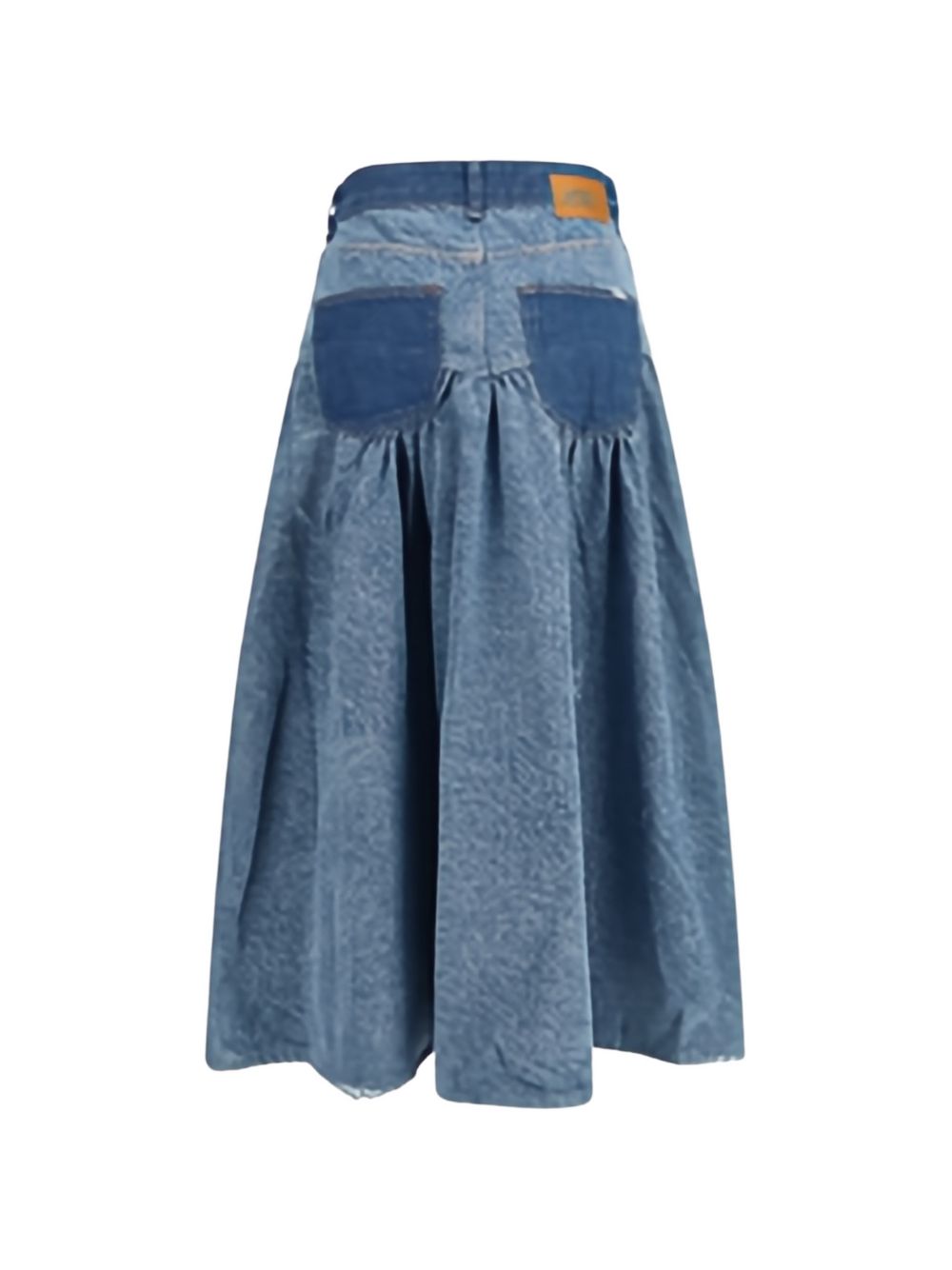 GANNI Gonna midi in denim di cotone con dettaglio cucitura combinata e increspature 