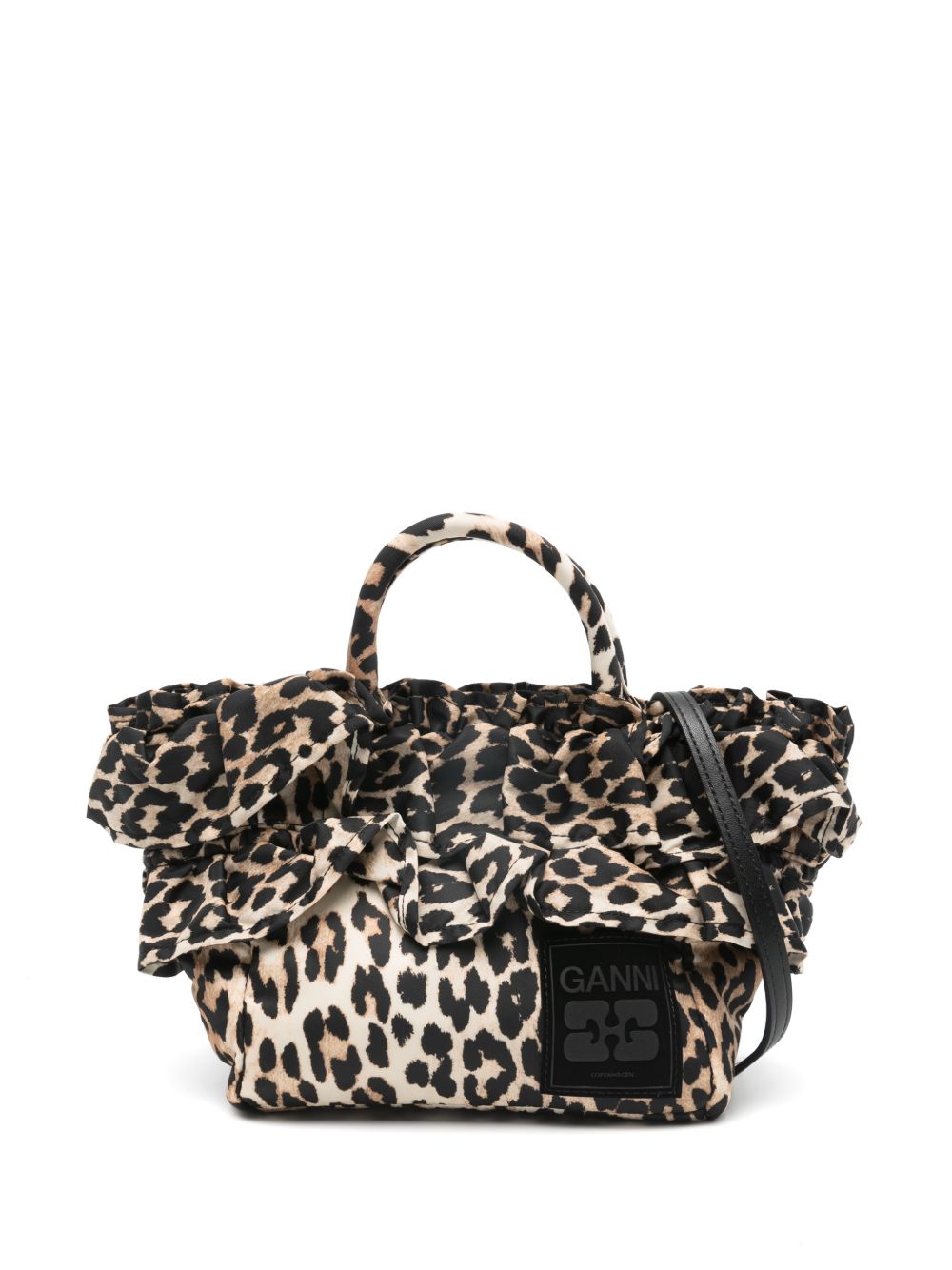 GANNI Borsa a mano con stampa leopardata 