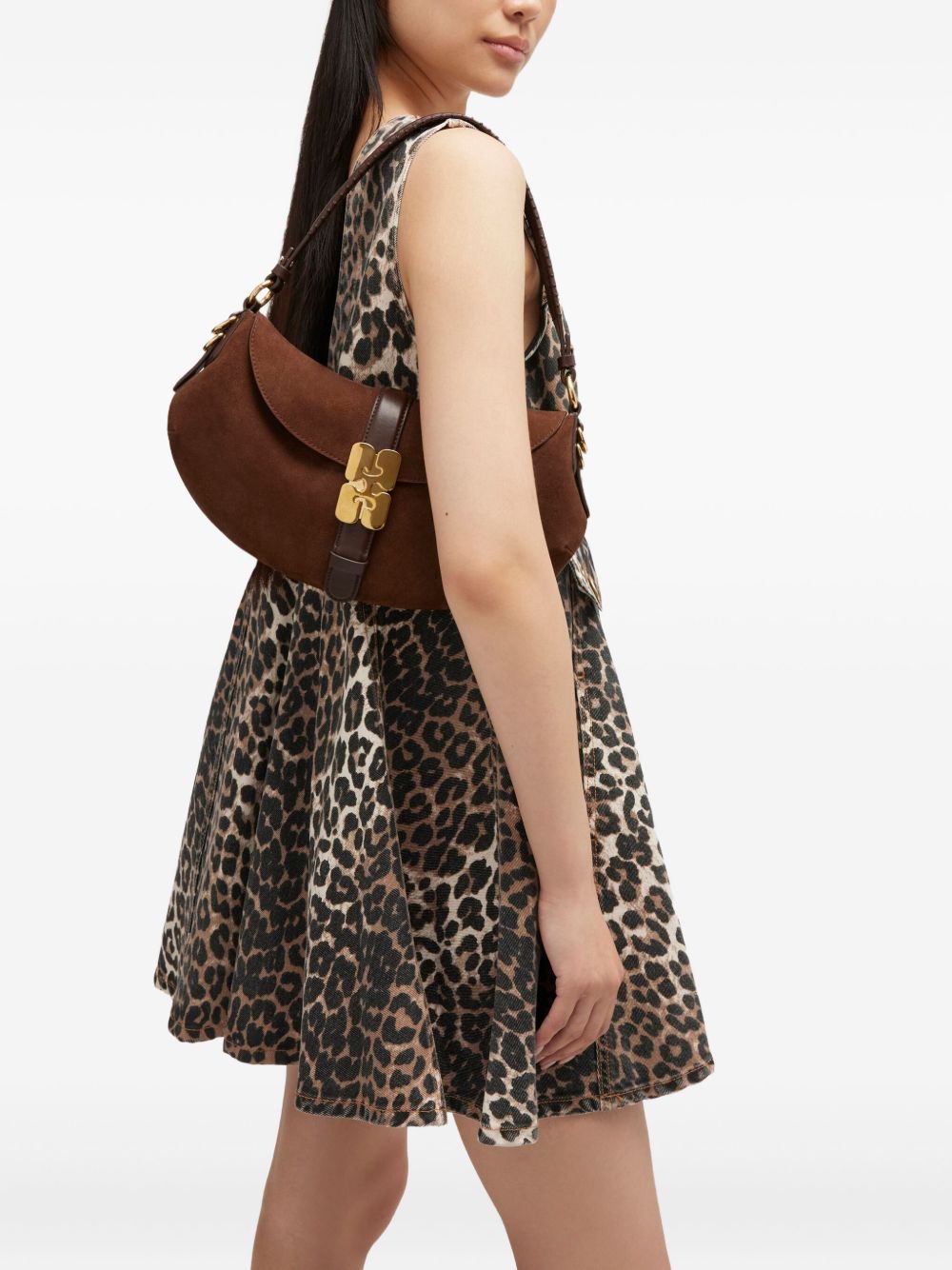GANNI Borsa B-Kat Pelinova in suede marrone 