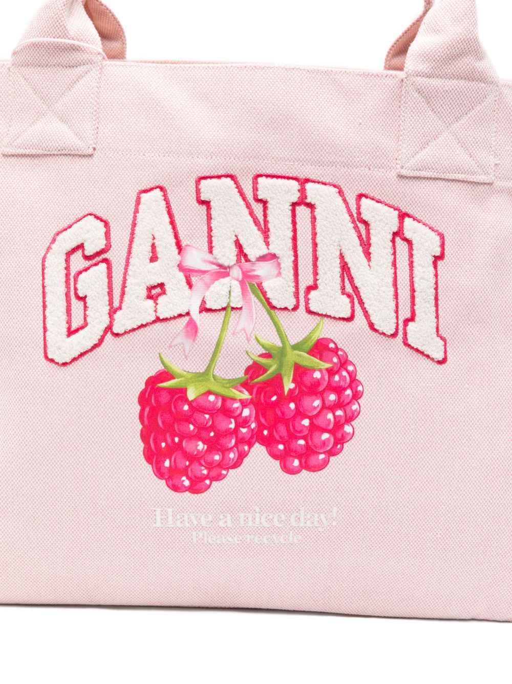 GANNI Borsa shopping rosa con logo 