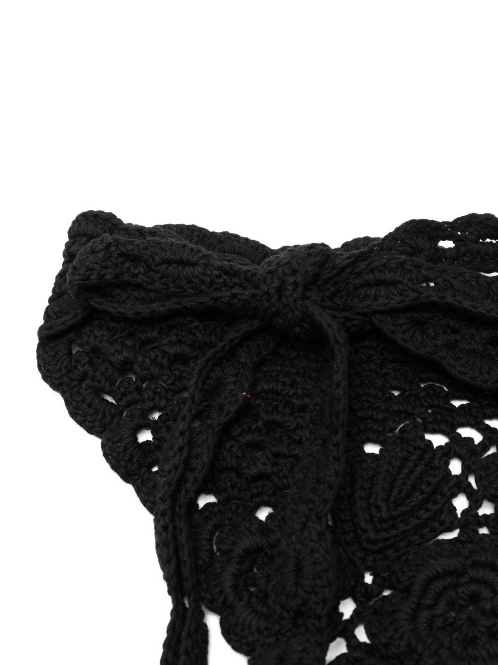 GANNI Foulard per la testa in cotone crochet nero 