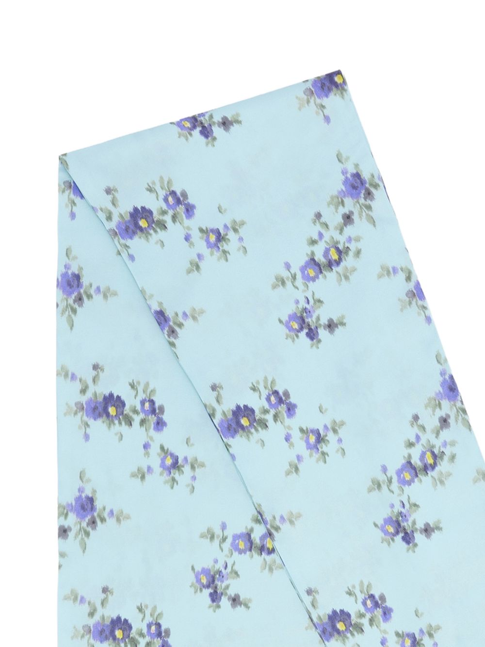GANNI Foulard con stampa floreale su sfondo azzurro 