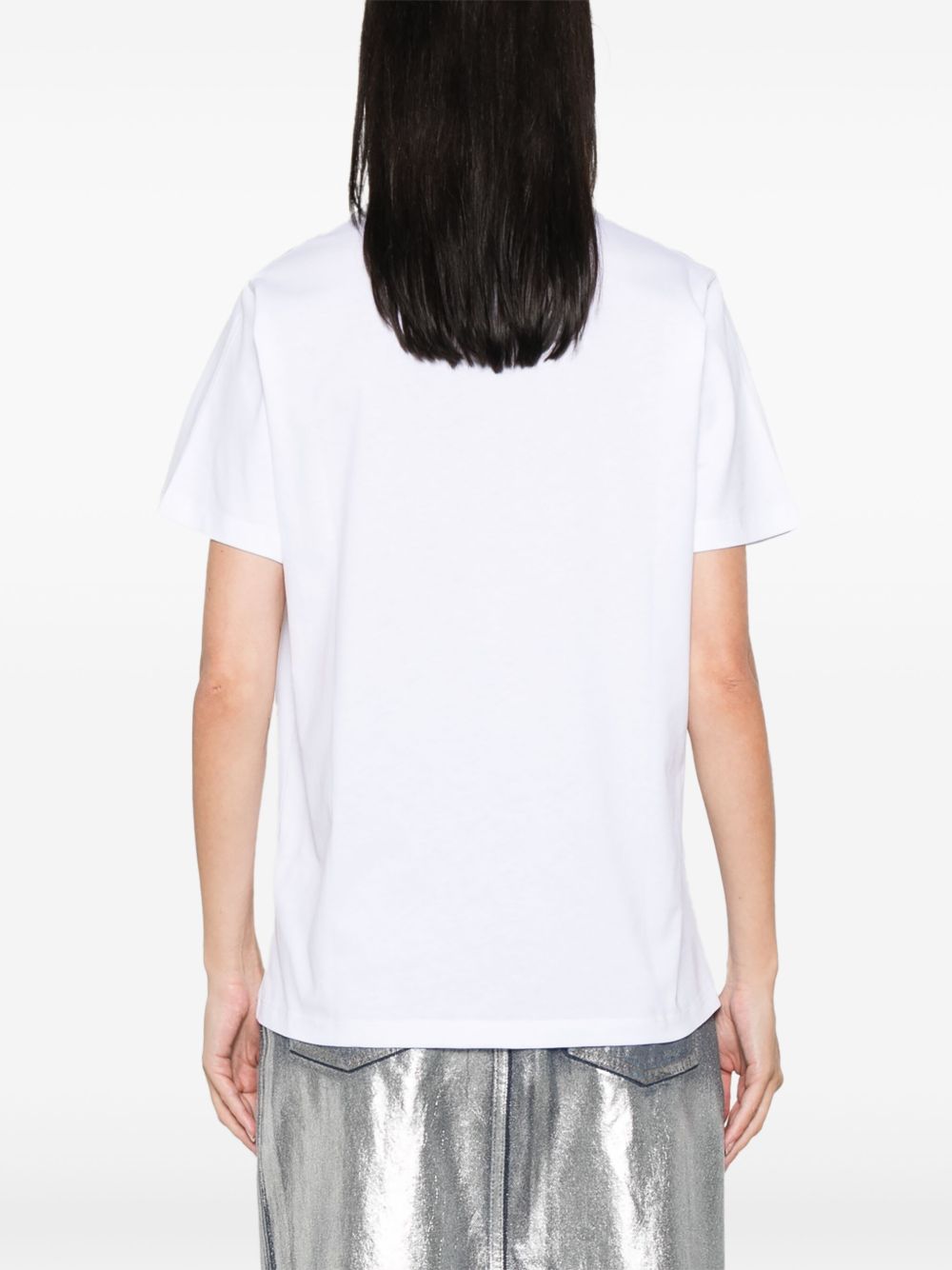 GANNI T-shirt in cotone bianco con leopardo 