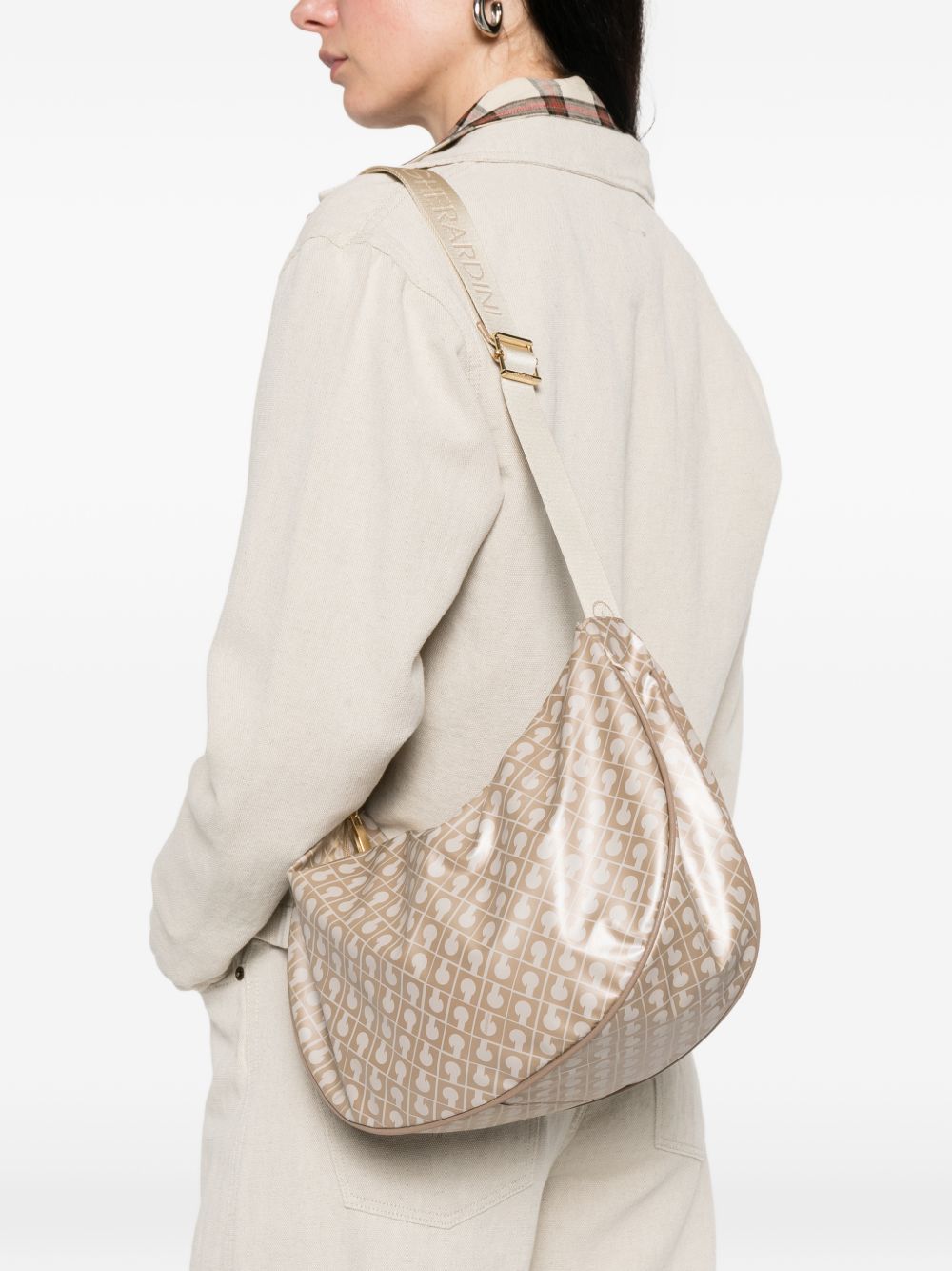 GHERARDINI Borsa a spalla Softy a mezza luna beige 