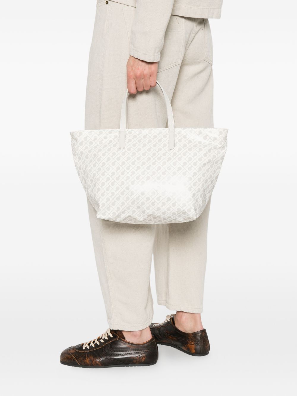 GHERARDINI Borsa shopping Softy Coconut con logo all-over 