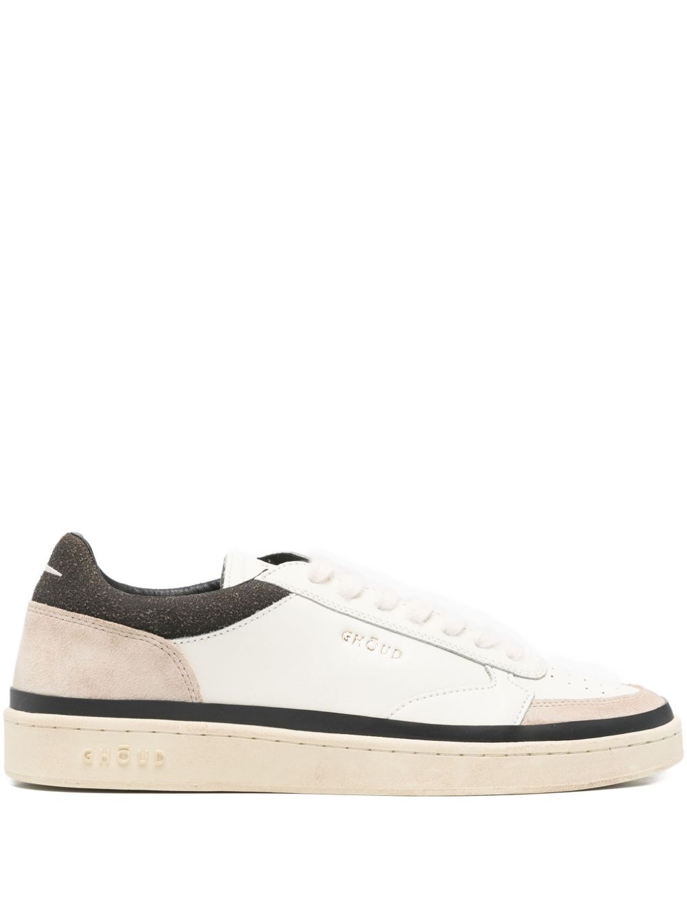 GHOUD Sneakers bianche e verdi con dettagli in suede beige 