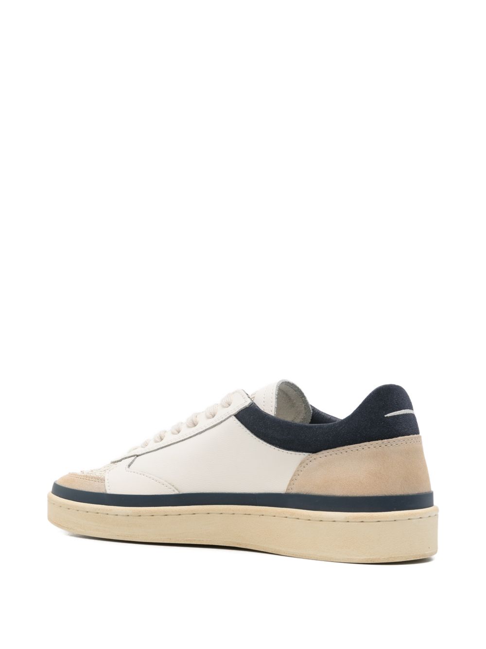 GHOUD Sneakers bianche e blu con dettagli in suede beige 