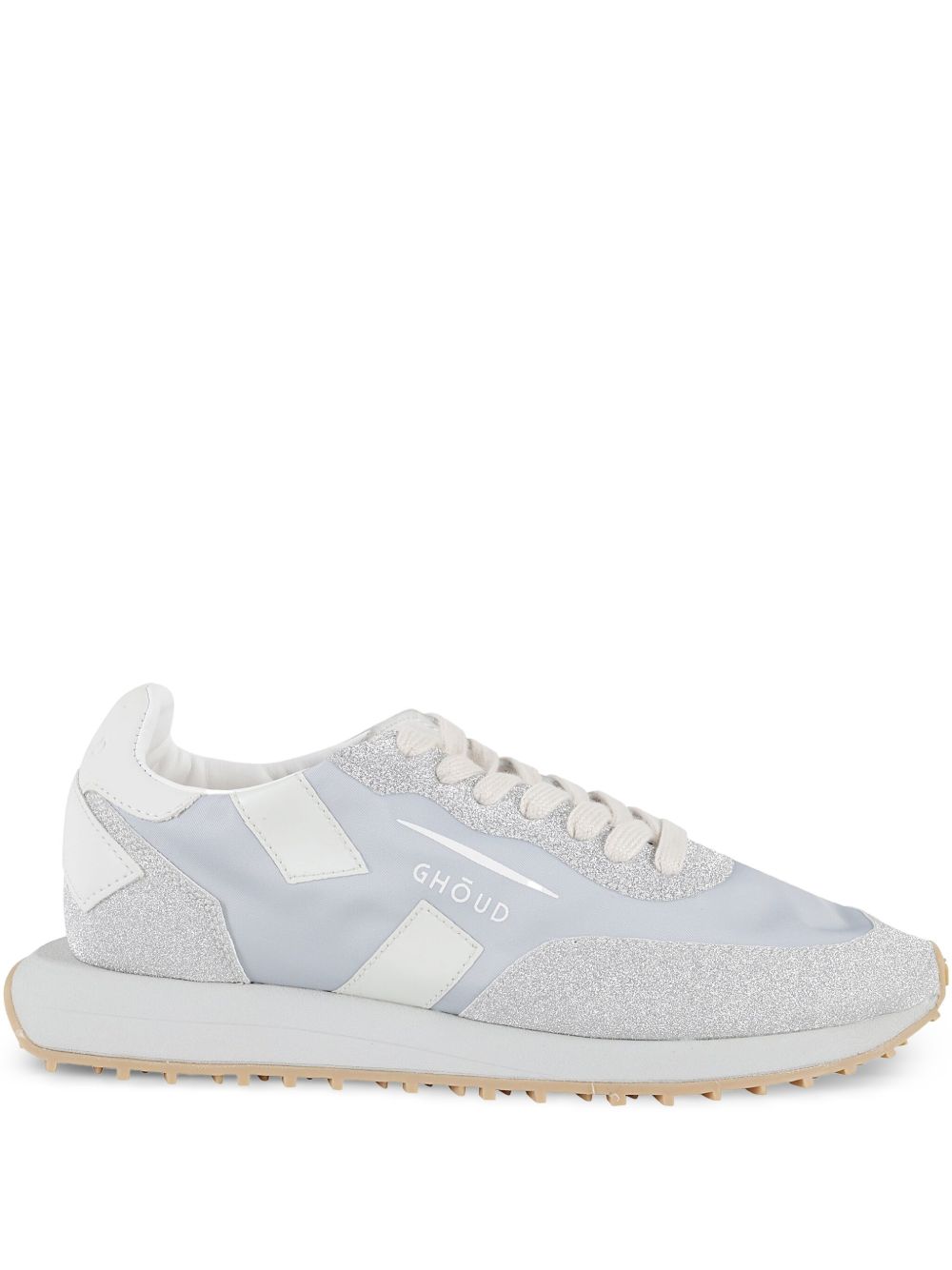 GHOUD Sneakers Monoblock argento con strass 