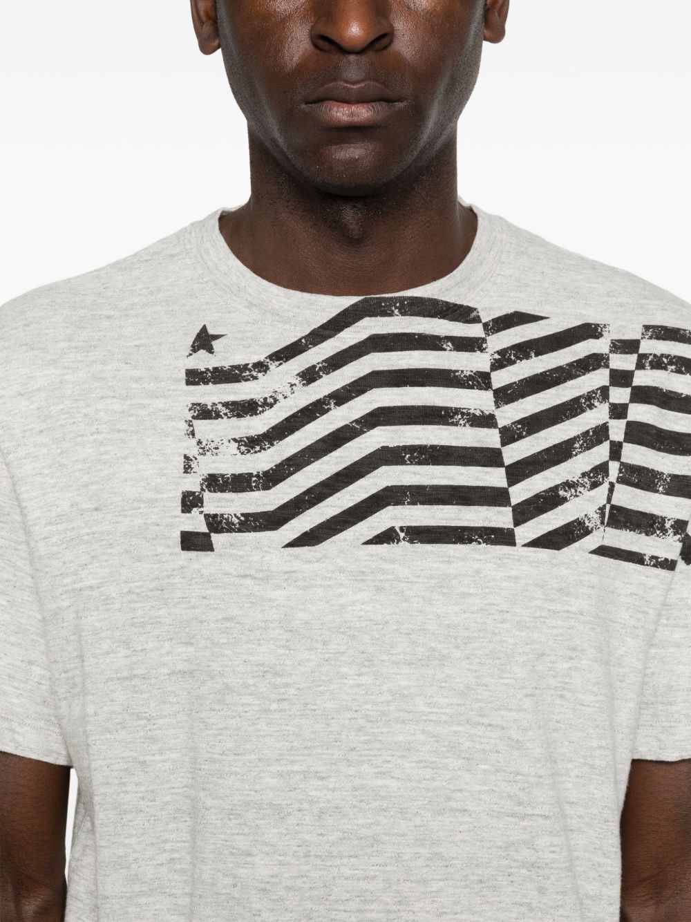 GOLDEN GOOSE T-shirt a maniche corte in cotone grigio con stampa 