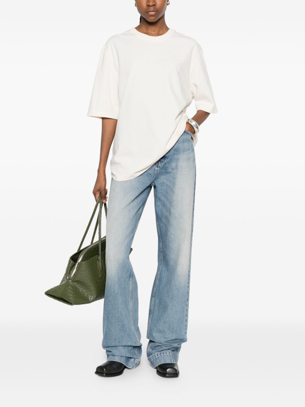GOLDEN GOOSE T-shirt a maniche corte in cotone avorio 