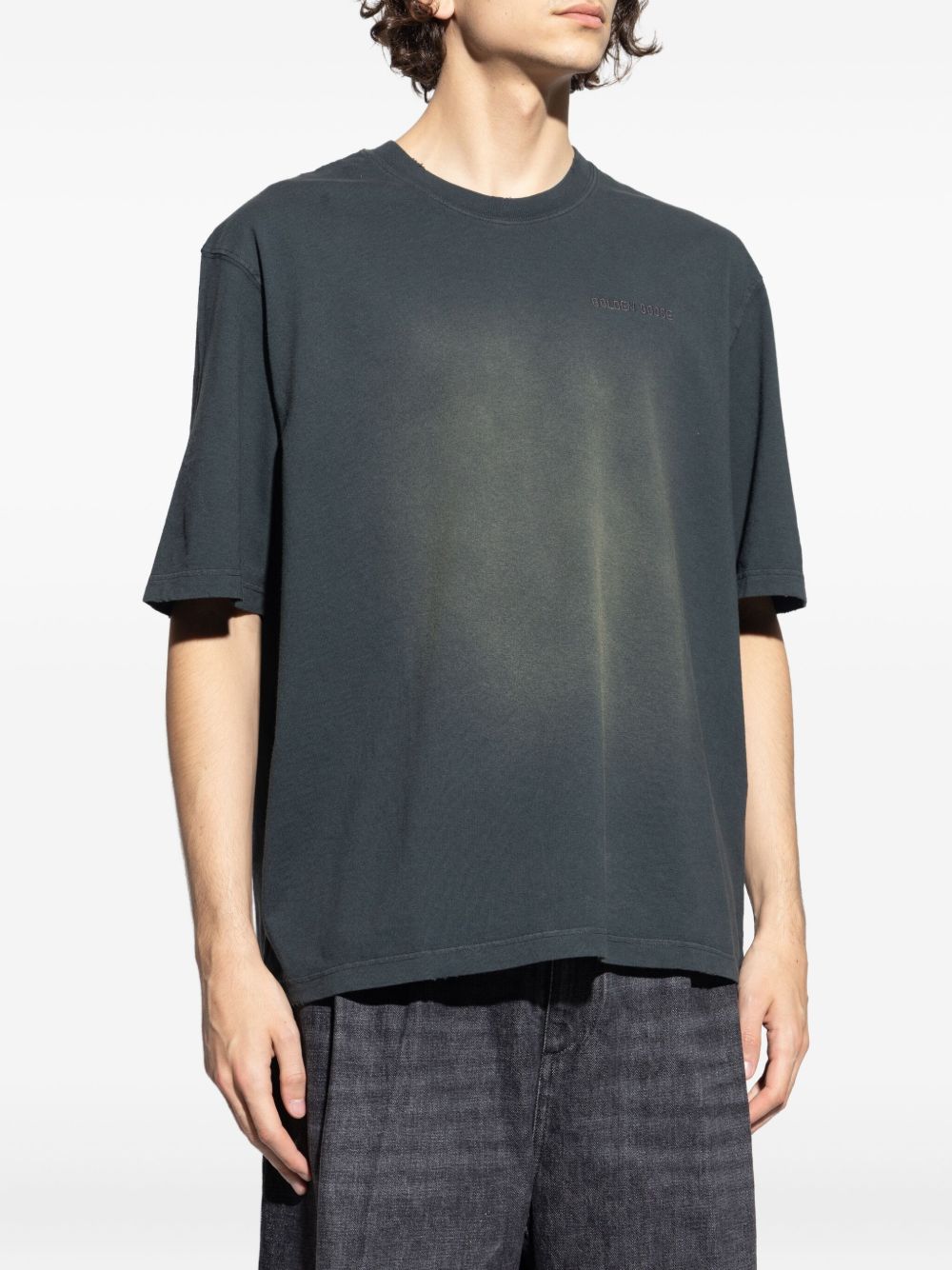 GOLDEN GOOSE T-shirt grigio scuro con logo 