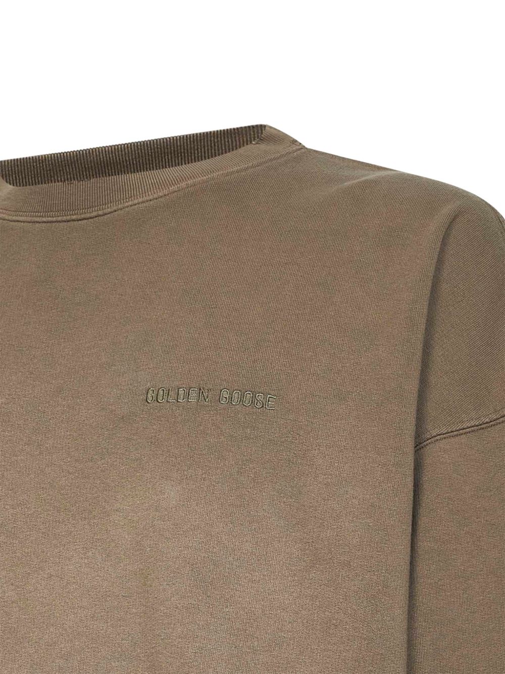 GOLDEN GOOSE Felpa in cotone marrone girocollo con logo 