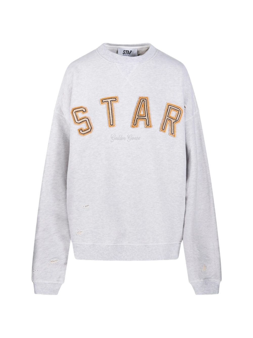 GOLDEN GOOSE Felpa girocollo in cotone grigio con stampa 