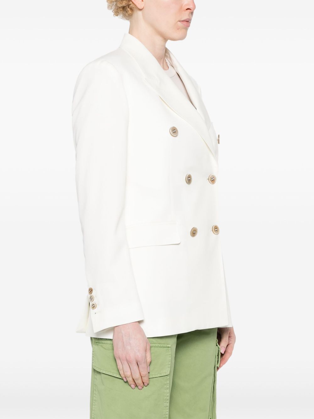 GOLDEN GOOSE Blazer doppio petto bianco con tasche 
