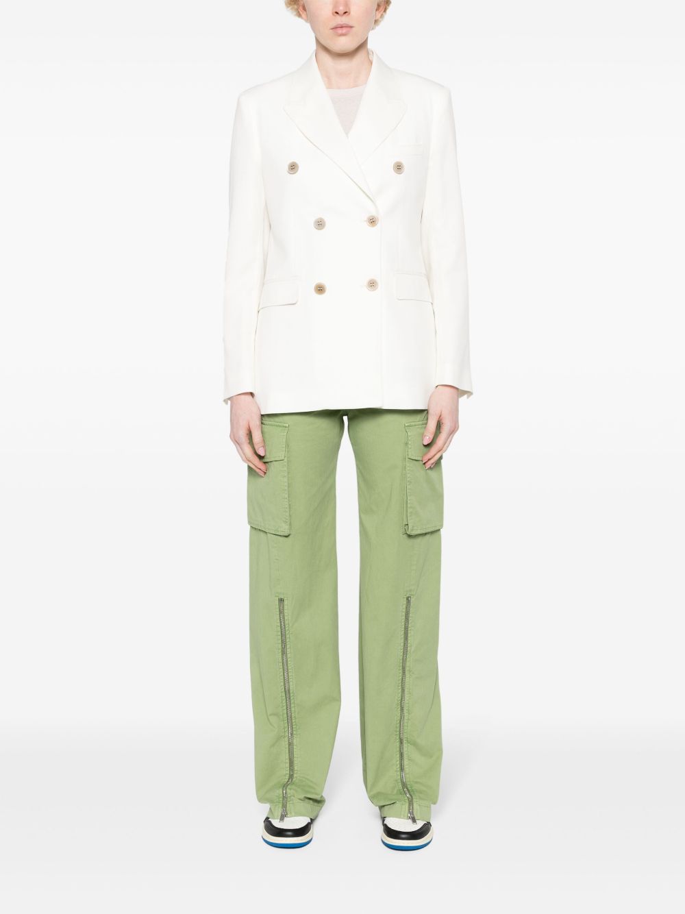 GOLDEN GOOSE Blazer doppio petto bianco con tasche 