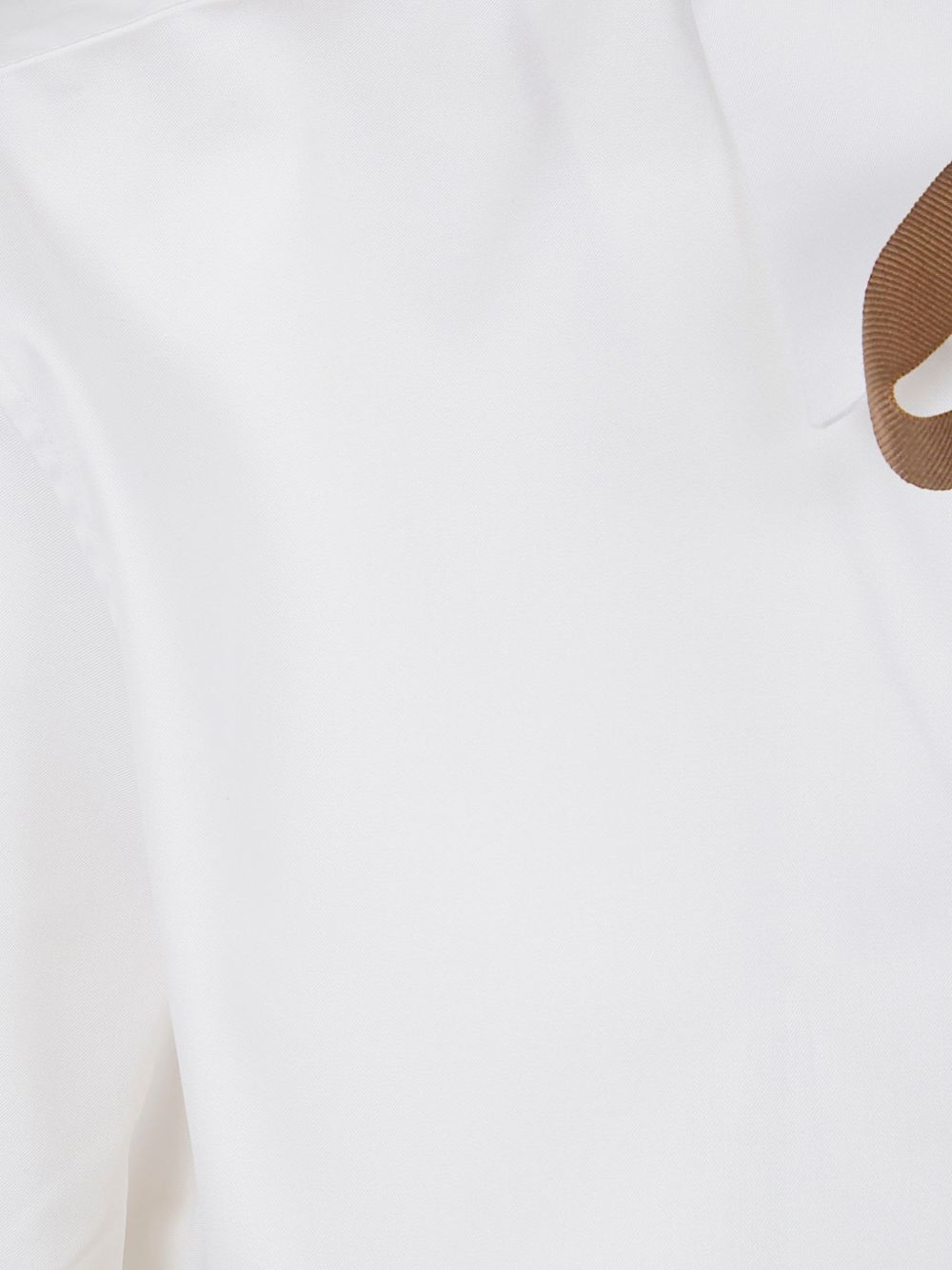 HERNO Camicia in cotone bianco con fiocco marrone 