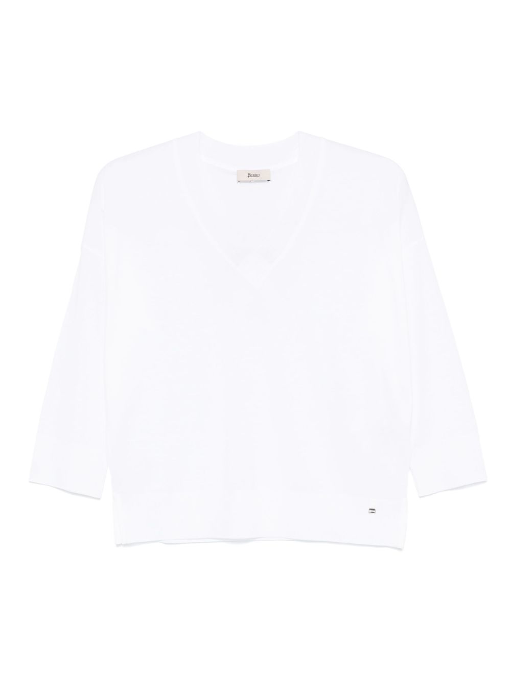 HERNO Maglia con scollo a V bianca 