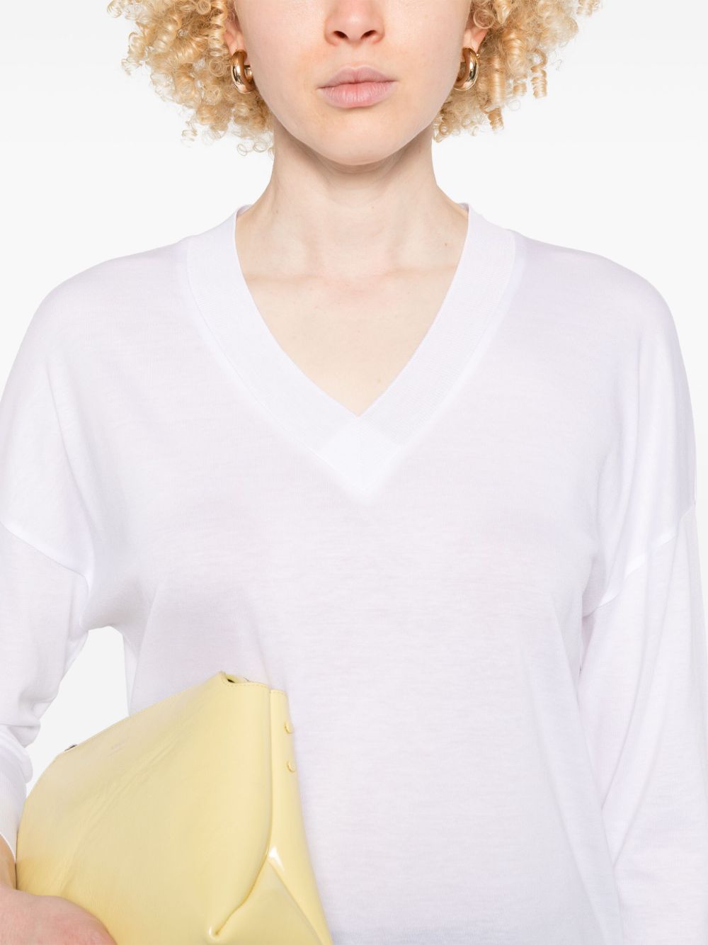 HERNO Maglia con scollo a V bianca 