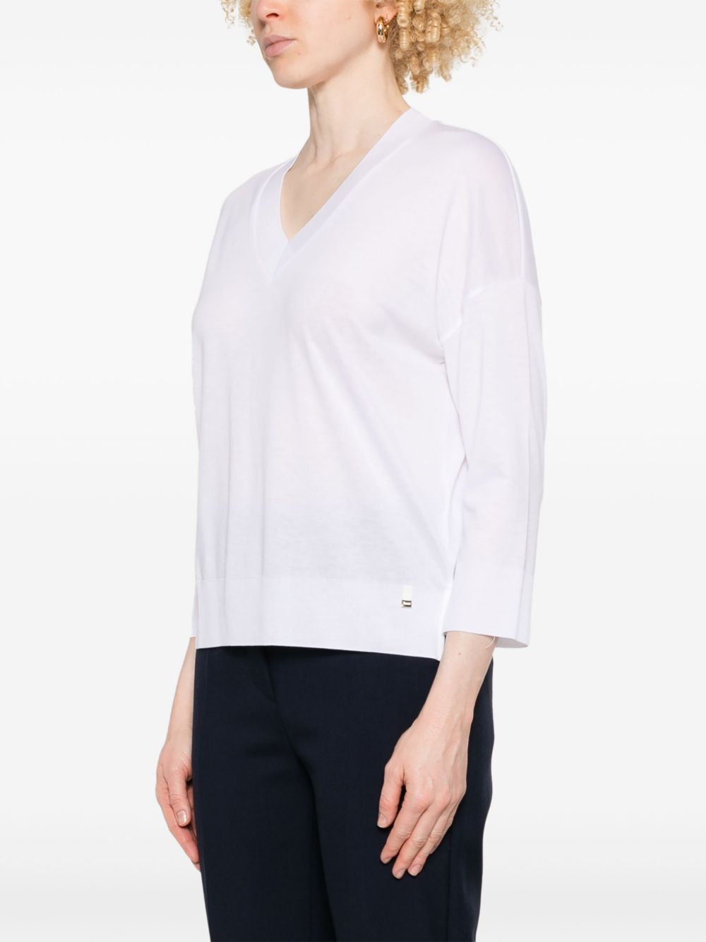 HERNO Maglia con scollo a V bianca 