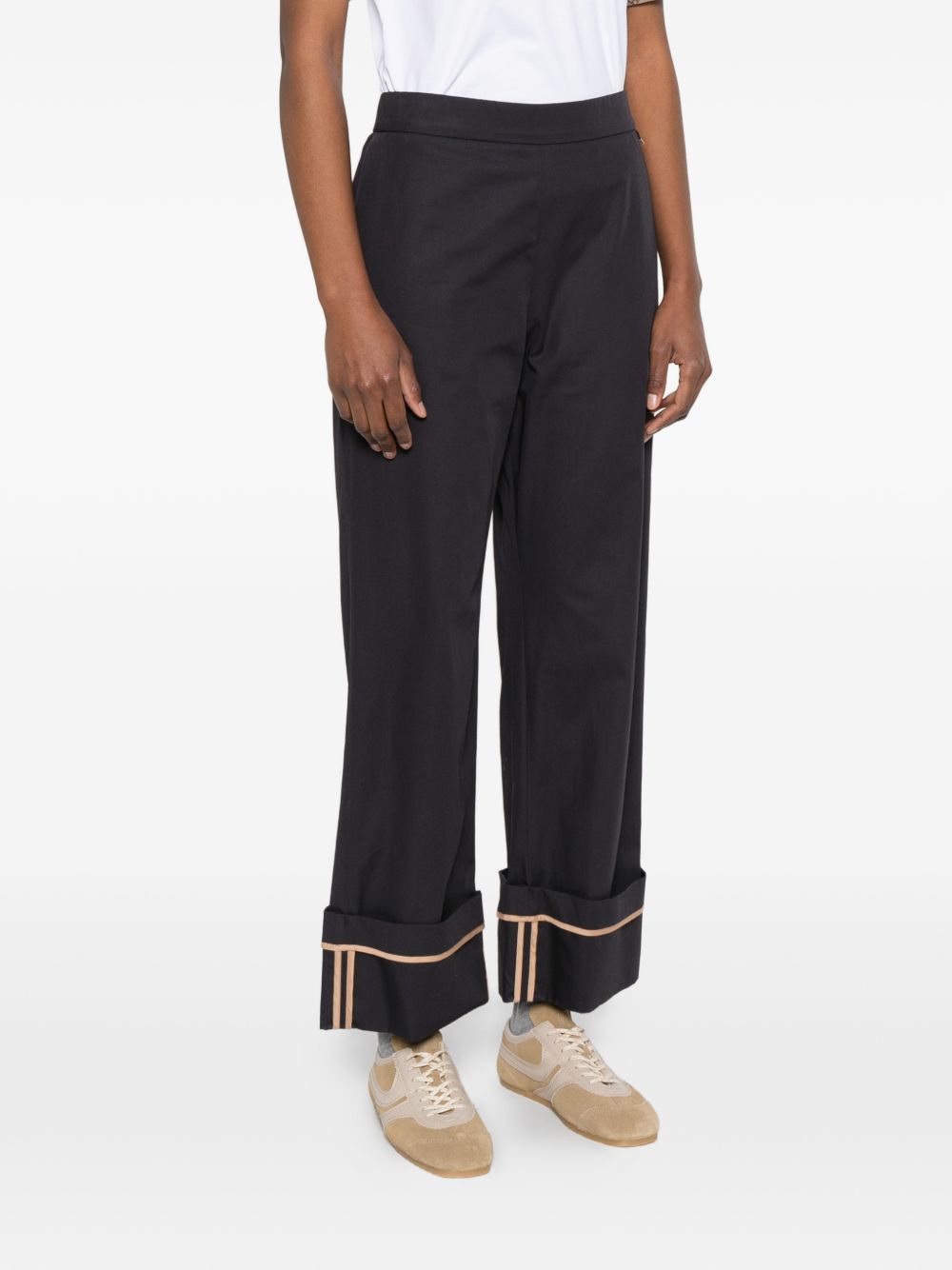 HERNO Pantaloni in cotone blu con rovescia 