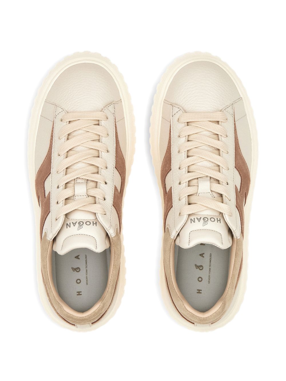 HOGAN Sneakers Hogan H-Stripes in pelle beige e marrone 