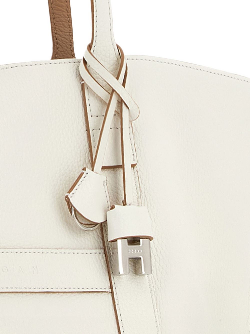 HOGAN Borsa shopping Script Media in pelle avorio 