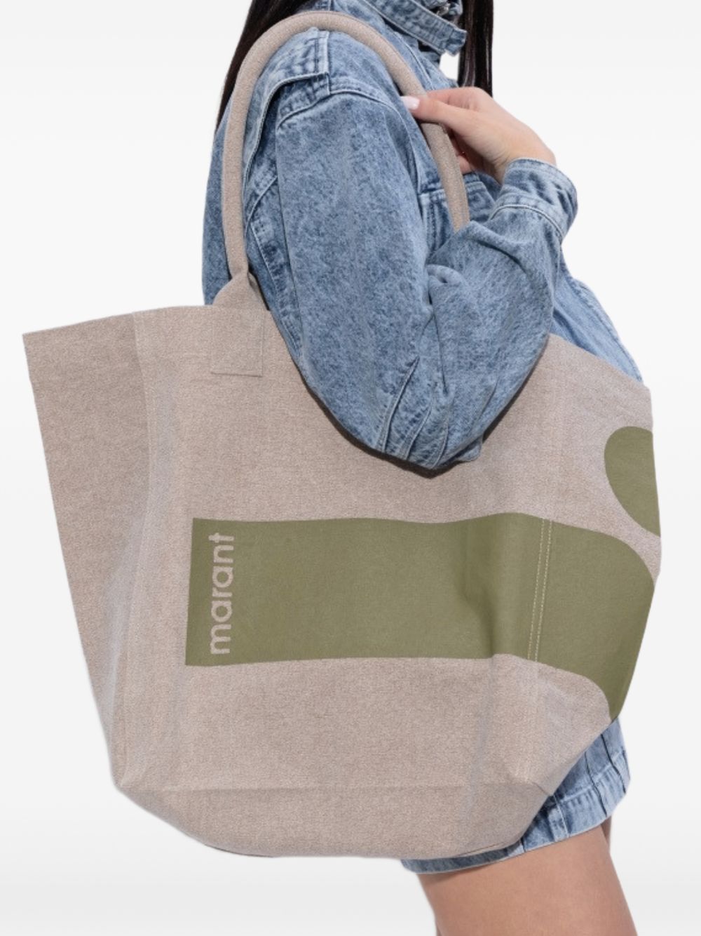 ISABEL MARANT Borsa shopping Yenky verde in cotone 