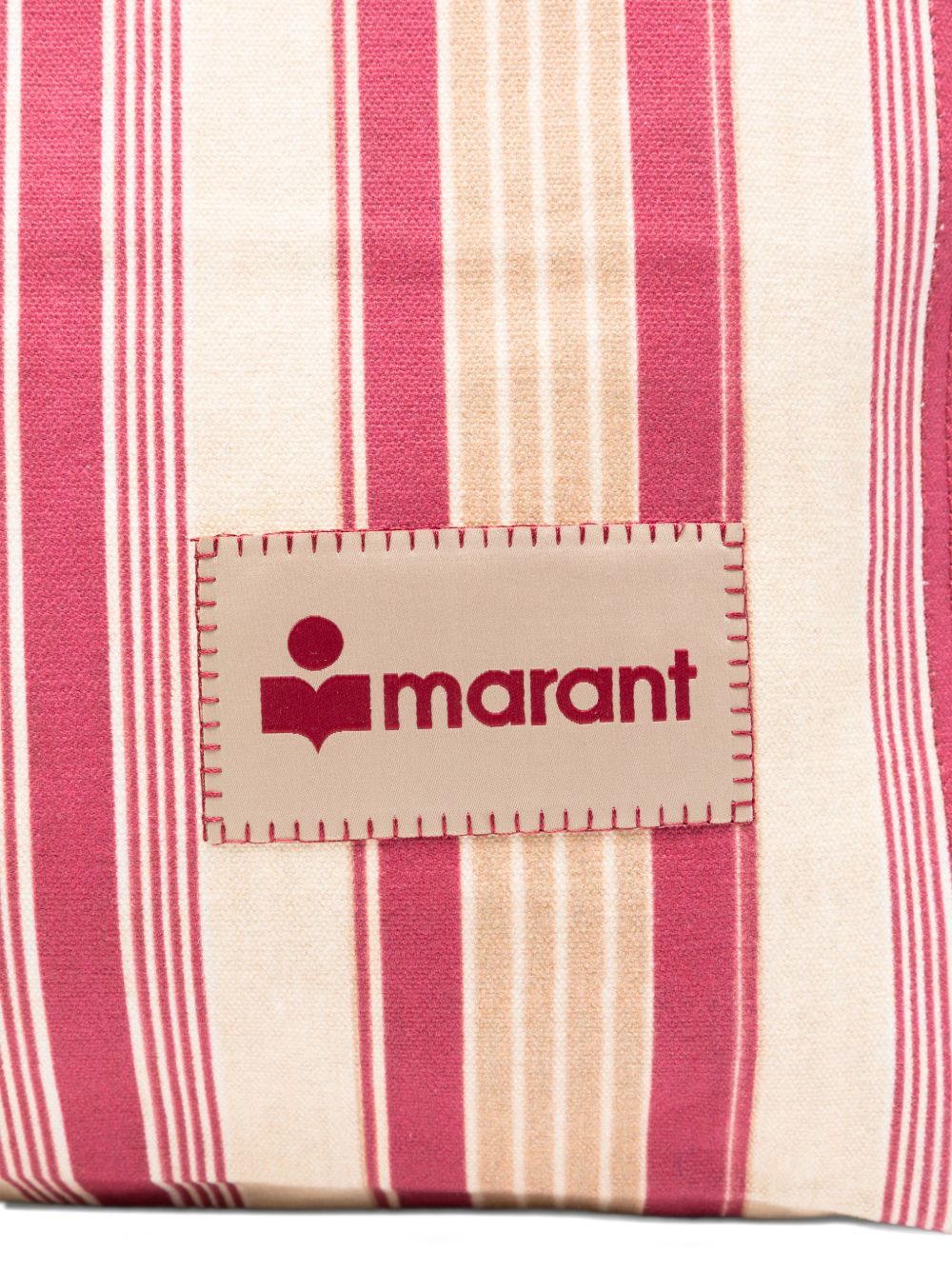 ISABEL MARANT Borsa shopping in cotone a righe con logo 