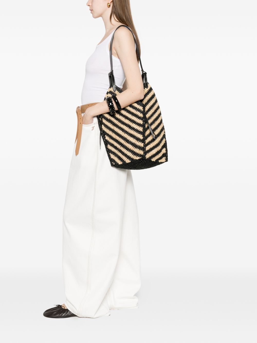 ISABEL MARANT Borsa a spalla in rafia e pelle 