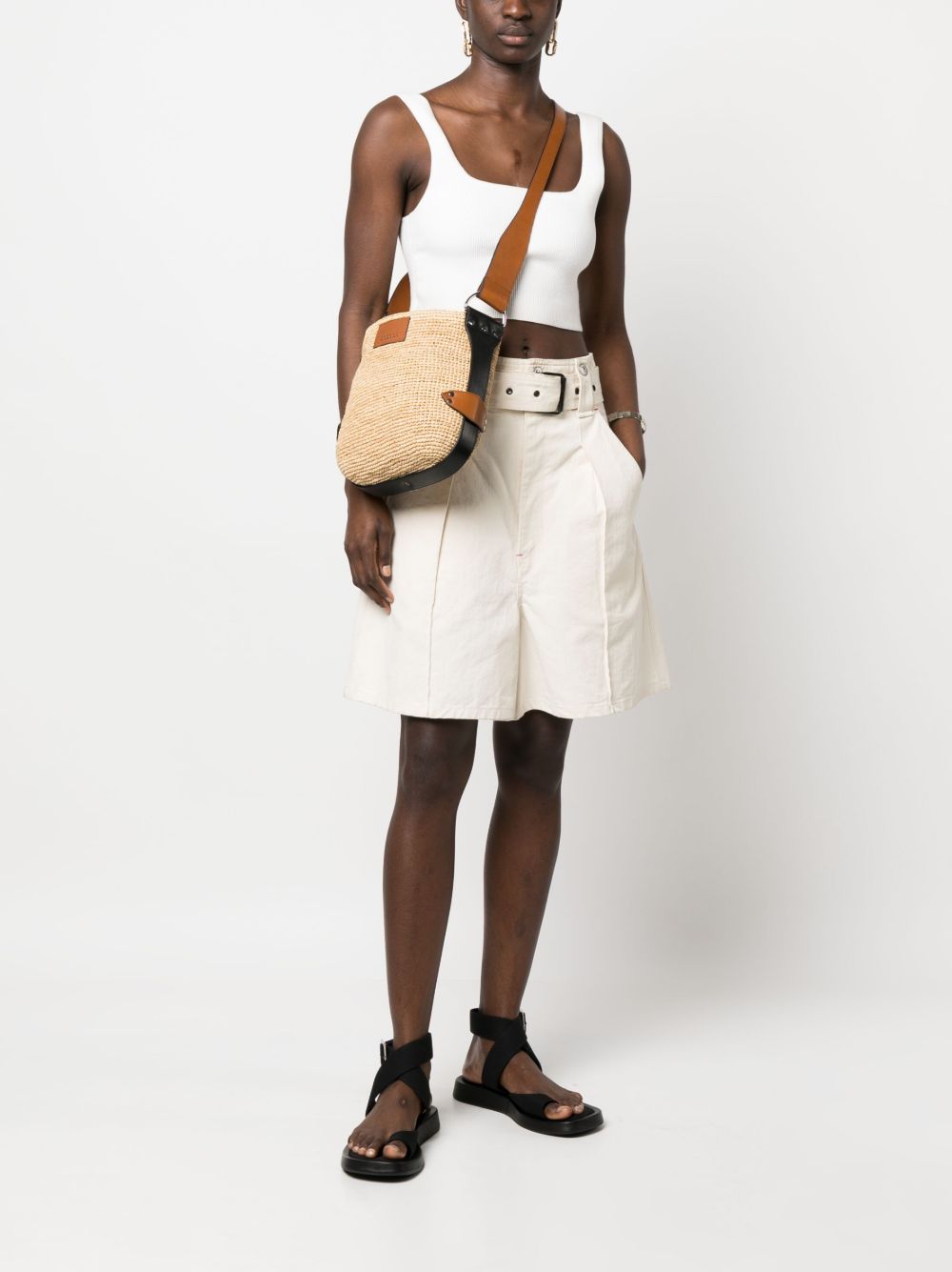 ISABEL MARANT Borsa a tracolla in rafia e pelle 