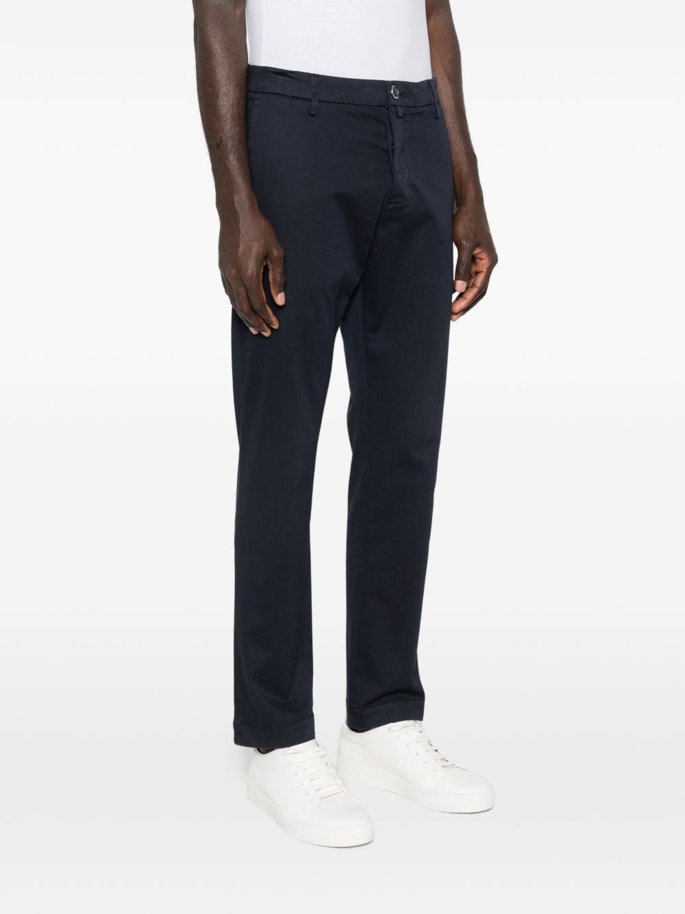 JACOB COHEN Pantaloni blu scuro in cotone con chiusura a bottoni 