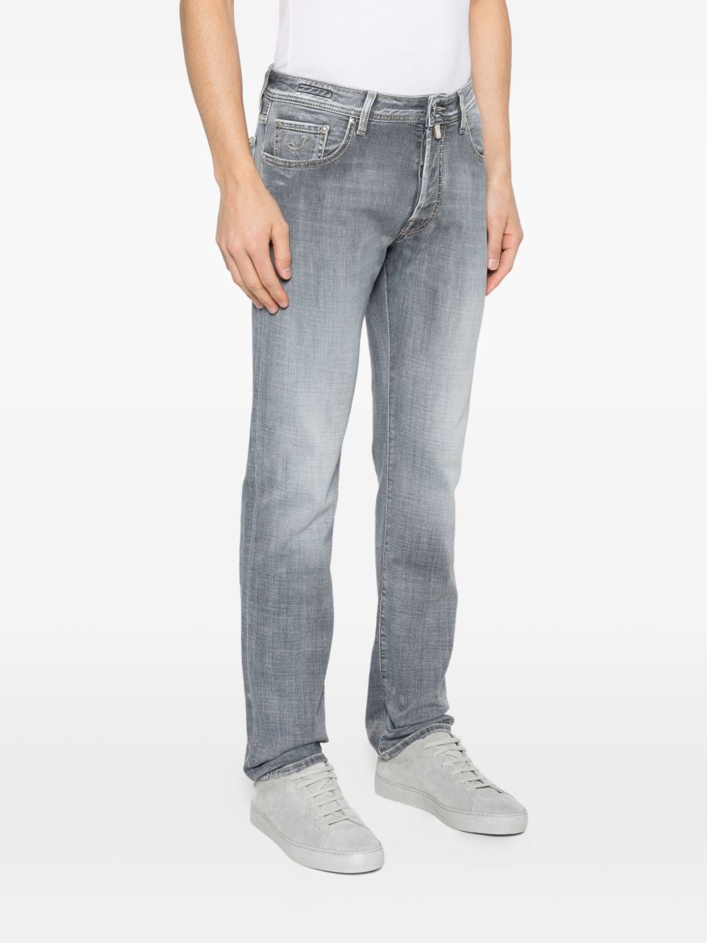 JACOB COHEN Jeans grigio chiaro a cinque tasche con bottoni 