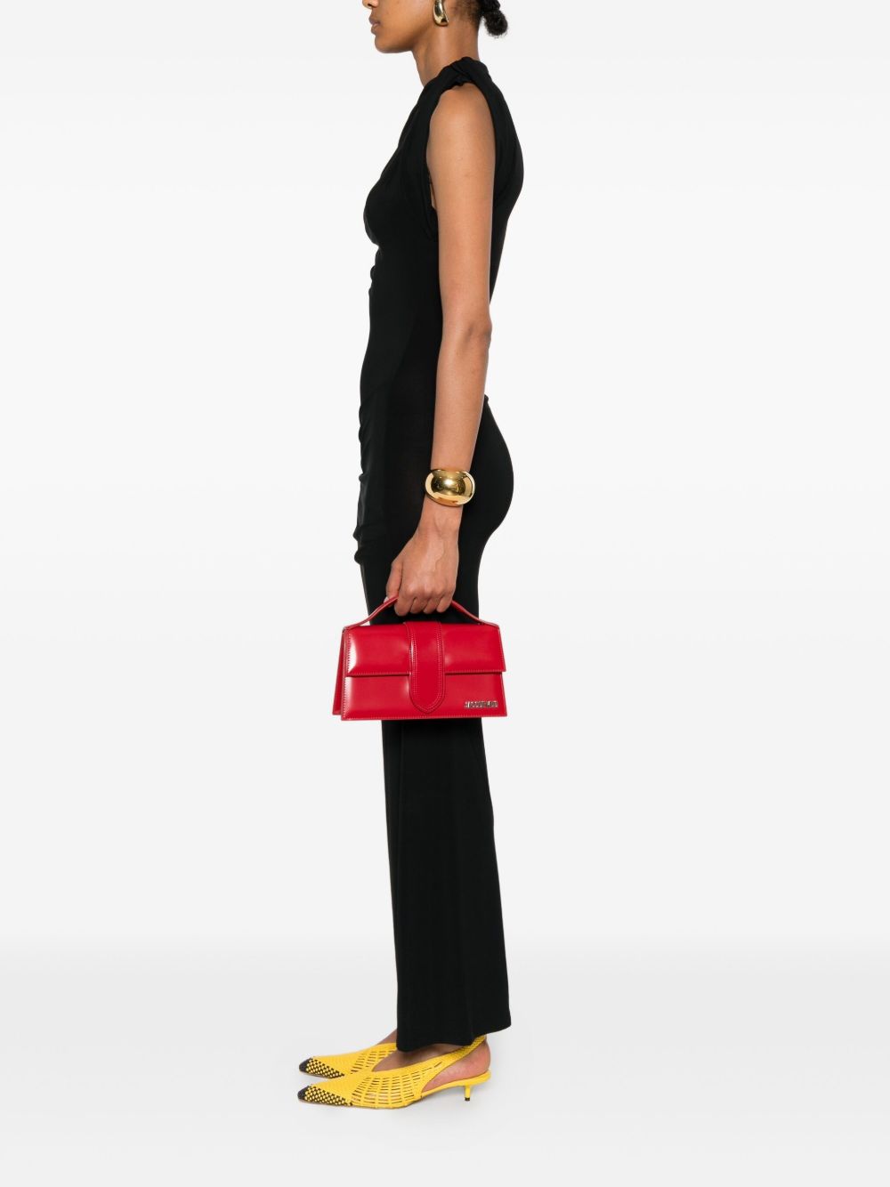 JACQUEMUS Borsa a mano Le Bambino grande in pelle rossa 