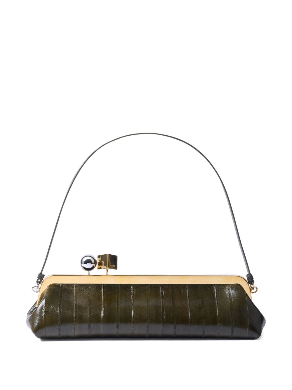 JACQUEMUS Borsa a spalla Salon marrone effetto coccodrillo 