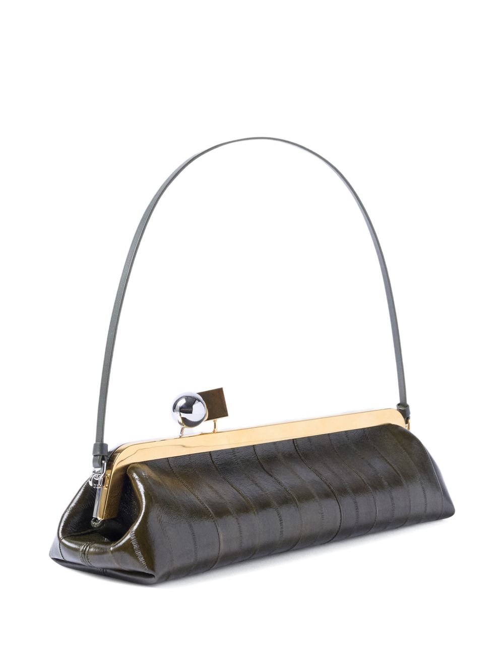 JACQUEMUS Borsa a spalla Salon marrone effetto coccodrillo 
